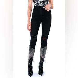Black sparkly high rise jeans. Brand-AKIRA. Size- Small